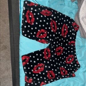 Black  Pants with Red Lips and White Polka Dots